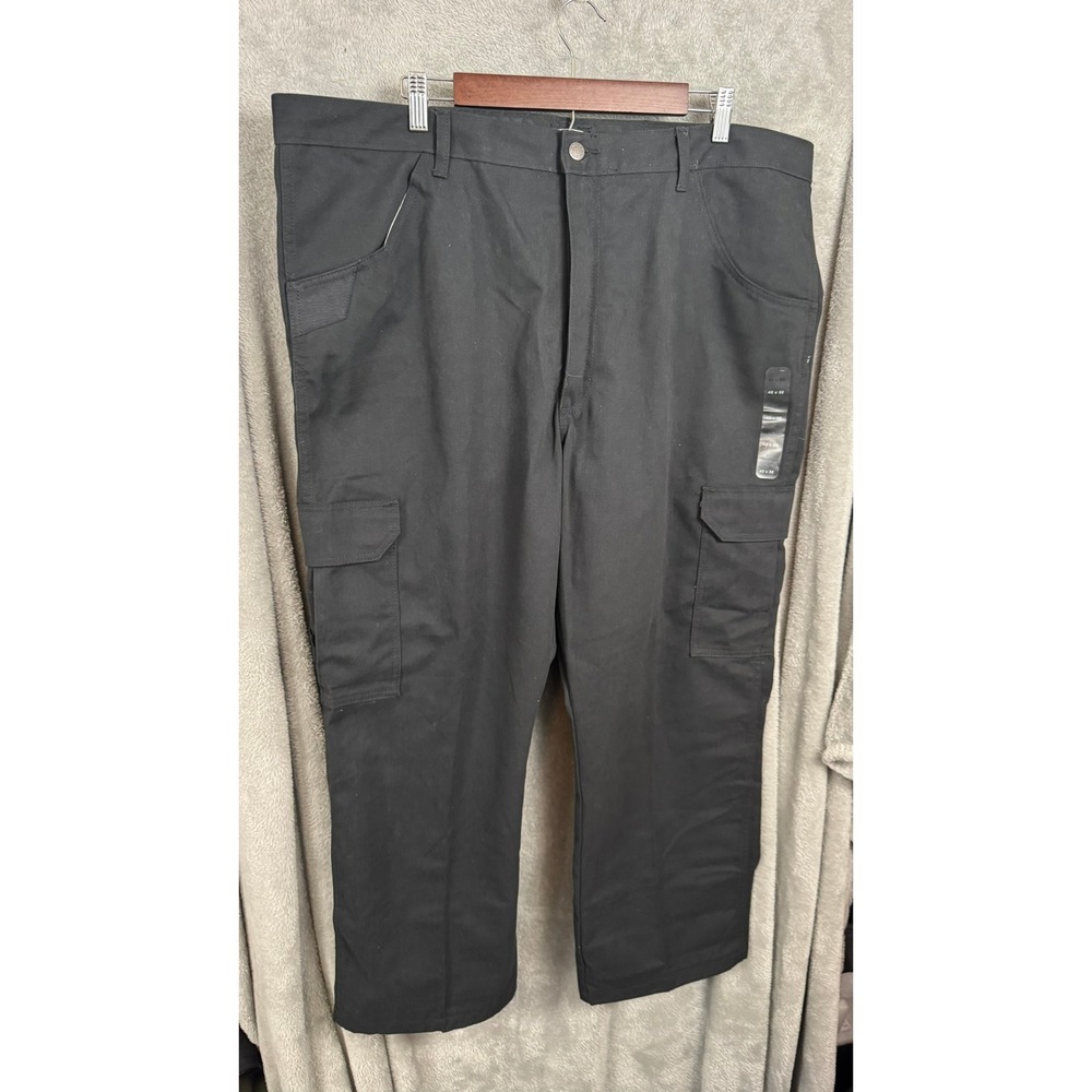 Wrangler Workwear Mens Cargo Pants Black 42x32 7 Tool Pockets Durable NEW